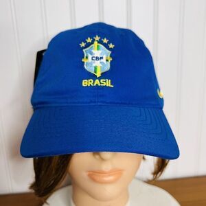 RARE CBF Brasil Brazil Nike 2020 Soccer Hat Cap Blue Unisex Just Do It NWT